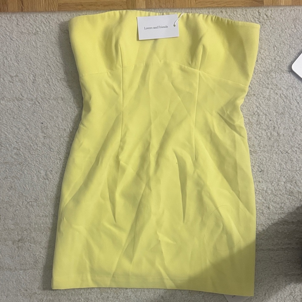 Lovers + Friends Strapless Yellow Dress